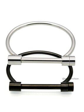 Stainless Steel Screw Bracelet Cuff Bangle Set - 2 Piece